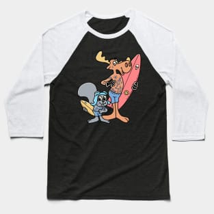 Rocky and bullwinkle surfing Baseball T-Shirt